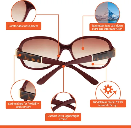 Miniatura 4 de Stylle Gafas de sol de gran tamaño para mujer, diseño de marco retro, protección UV400 polarizadas