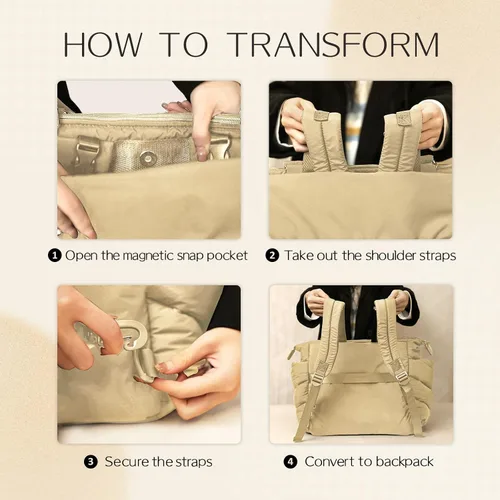 Miniatura 7 de Bolsa de pañales, mochila para pañales, bolsa de mano acolchada con funda para chupete, ligera mamá para hospital, hinchada con 10 bolsillos, bebé