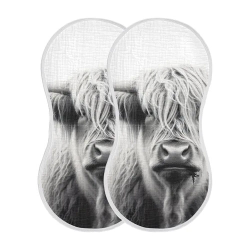 Miniatura 15 de Juego de 1 paños de muselina para bebé, suaves y absorbentes, con estampado de vaca, baberos, toalla facial para niños recién nacidos, 22 x 11 Vaca