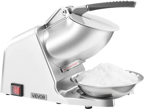 Miniatura 10 de VEVOR Máquina Trituradora de Hielo, 286 libras por hora, Fabricadora Eléctrica de Conos de Nieve de 4 Cuchillas, Máquina de Hielo Raspado de Acero