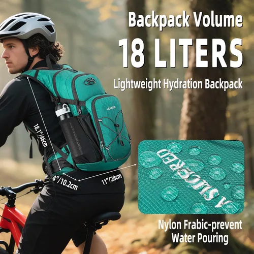Miniatura 5 de Mochila de hidratación, mochila de agua para senderismo con vejiga de agua de 3 L, paquete de hidratación aislada, ligera, hidropack ideal para Verde