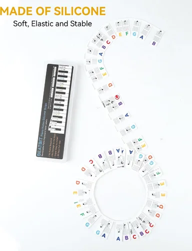 Miniatura 4 de BEATBIT Guía de notas de piano para principiantes, etiquetas extraíbles para notas de teclado de piano para aprender, tamaño completo de 88 teclas