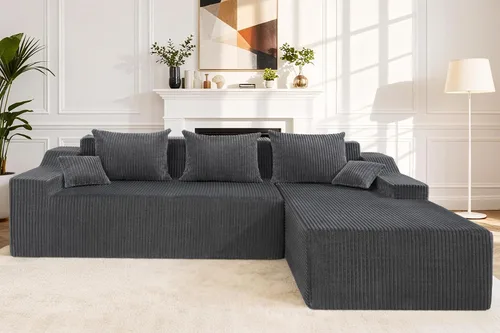 Miniatura 35 de HABUTWAY Sofá modular modular de 101 pulgadas con asiento profundo, moderno sofá convertible en forma de L, sofá tapizado con diván para sala