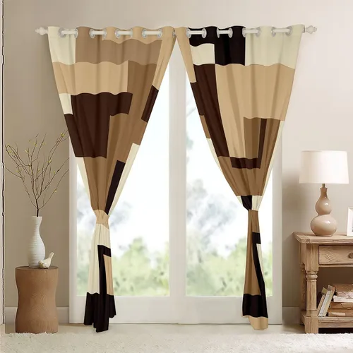 Miniatura 4 de Cortinas geométricas a rayas para dormitorio, niños, arte abstracto retro, rectangular, cortinas de oscurecimiento rectangulares para mujeres