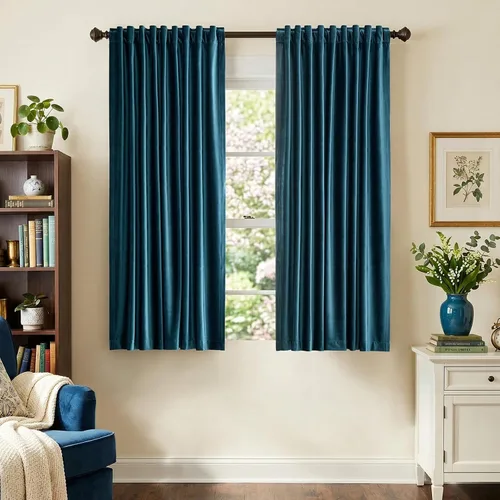 Miniatura 22 de PRIMROSE Cortinas de terciopelo champán de 63 pulgadas de largo para sala de estar, juego de 2 paneles opacos, bolsillo para barra, pestaña trasera