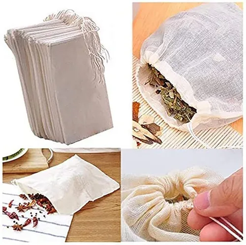 Miniatura 5 de 20 bolsas de cocina de especias de 5 x 6 pulgadas, bolsas de té reutilizables, bolsitas de hierbas sin blanquear, bolsas de estopilla para sopa