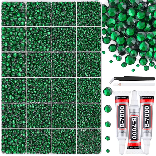 Miniatura 64 de 7000 diamantes de imitación de resina con pinzas para manualidades, diamantes de imitación de gelatina con parte trasera plana de 2/3/4/5/6mm, 4
