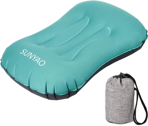 Miniatura 9 de Almohadas inflables ultraligeras para campamento: compresibles, compactas, inflables, cómodas, ergonómicas para soporte de cuello y lumbar mientras