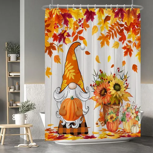 Miniatura 91 de Cortina de ducha de fantasma y gato negro para niños, 36 x 72 pulgadas, espeluznante y bonita, cortina de baño de Halloween con 6 ganchos, cortina