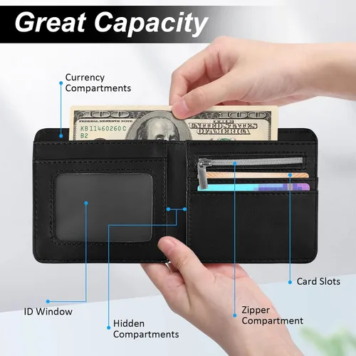 Miniatura 2 de Billetera para niños adolescentes Cartera genial para niños, diseño de videojuegos, cuero delgado, doble plegable con bolsillo para monedas
