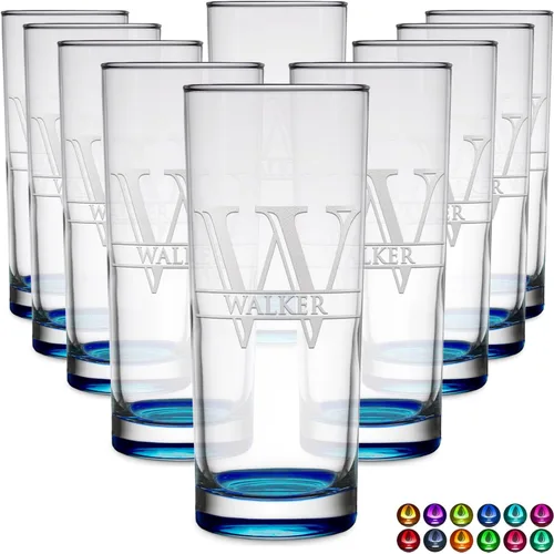 Miniatura 10 de Highball personalizado de 10.5 onzas con fondo negro, vaso Collins alto personalizado, cóctel de bebida mixta recta, inicial con nombre de regalo