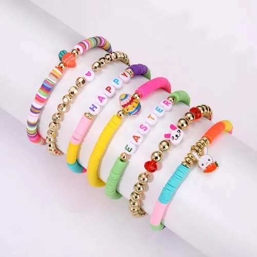 Miniatura 223 de Surfer Heishi - Pulseras apilables para mujer, apilables, de vinilo arcoíris, disco de arcilla, pulseras elásticas para la amistad, joyería bohemia