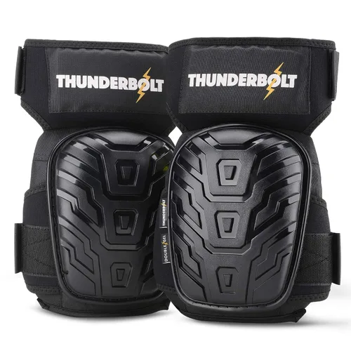 Miniatura 13 de Rodilleras Thunderbolt de trabajo, para construcción, colocación de pisos, limpieza de jardines, doble cojín de espuma de gel y correas NARANJA