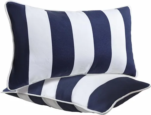 Miniatura 21 de JMGBird Juego de 2 almohadas lumbares para exteriores con relleno de algodón PP para muebles de patio, almohadas decorativas de 12 x 20 pulgadas