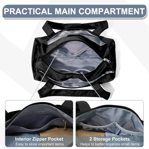 Miniatura 3 de Mini bolsa de lona pequeña de 13.78 pulgadas, bolsa de gimnasio ligera de mano para mujer, viajes, deportes, salidas diarias fáciles, 13.78 x 6.7 x
