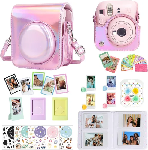 Miniatura 14 de CAIYOULE Accesorios para cámara Fuji Instax Mini 12, paquete de accesorios que incluye estuche de PU para la cámara 12, mini álbum de fotos, marcos