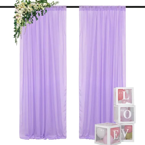 Miniatura 12 de DUOBAO Cortina de gasa rosa, 2 paneles de 29 x 96 pulgadas, cortinas de telón de fondo de boda, cortinas de playa transparentes para sala de estar