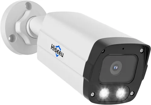 Hiseeu [4K HD+121° de visión amplia] Cámara PoE de 8 MP, cámara IP, detección de vehículos humanos, audio de 2 vías, 0 tarifas, visión nocturna a