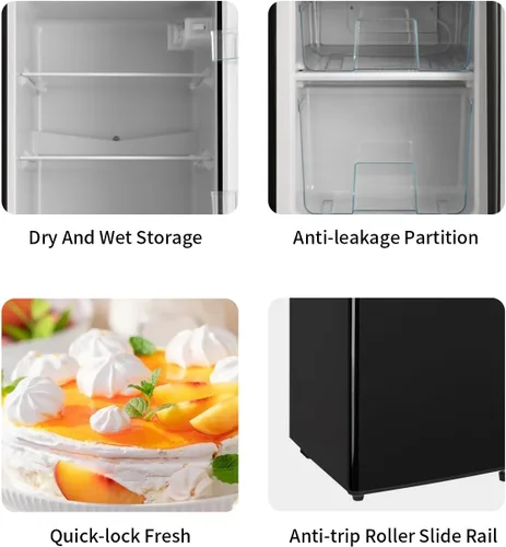Miniatura 3 de KRIB BLING Refrigerador con congelador en la parte inferior de 4.0 pies cúbicos para nevera, termostato ajustable de 7 niveles para dormitorio, bar
