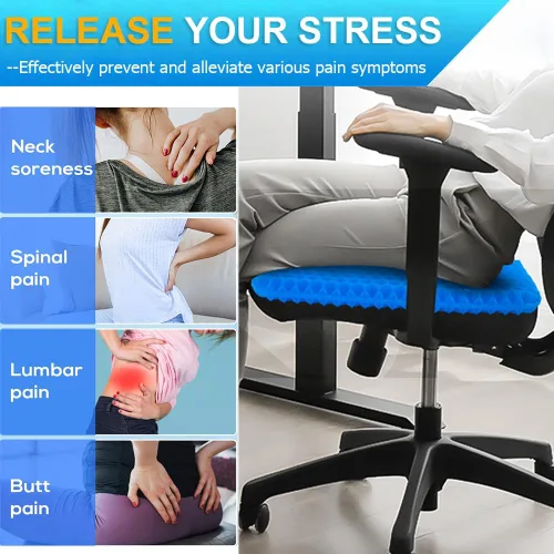 Miniatura 5 de Cojín de gel para asiento, almohadillas de silla de cojín de gel súper grande con funda antideslizante para silla de ruedas para el hogar, oficina