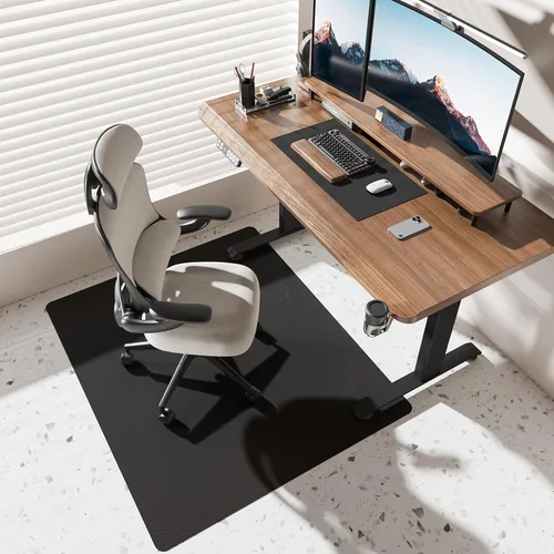 Miniatura 26 de Tapete de oficina de 30 x 48 pulgadas para suelo de madera dura con diseño de plumas 3D, impermeable y antideslizante, tapetes de oficina para Negro