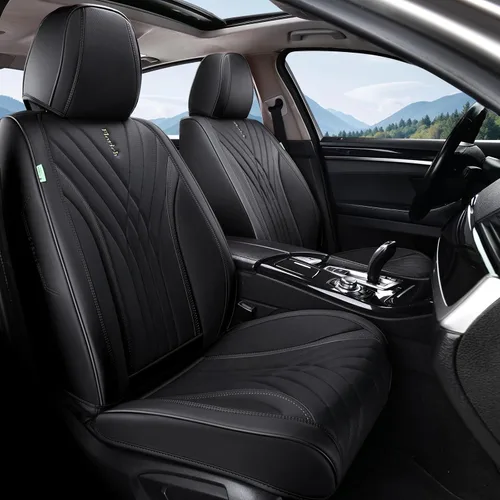 FLORICH Fundas de asiento de automóvil, fundas de asiento de cuero, 2 piezas, funda impermeable para asiento delantero de automóvil, cojín de