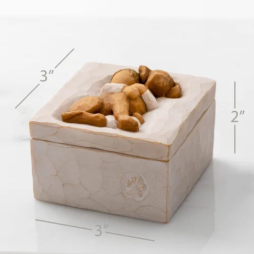 Miniatura 3 de Willow Tree Hug (perro dorado), caja de recuerdo esculpida pintada a mano
