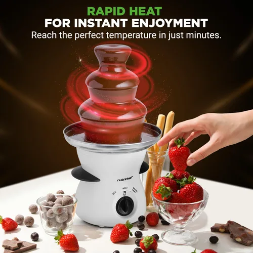 Miniatura 5 de Nutrichef Fuente de fondue de chocolate de 3 niveles, máquina calentadora eléctrica de chocolate inoxidable, chocolate caliente y derretido