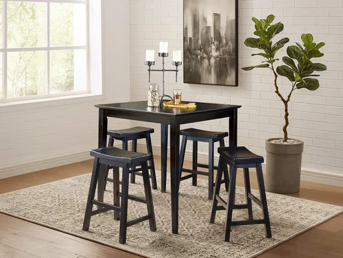 Miniatura 2 de Lexicon Victoria - Juego de 2 taburetes de altura de mesa de madera maciza, taburetes de cocina para comedor, asientos de silla sin brazos, perfecto