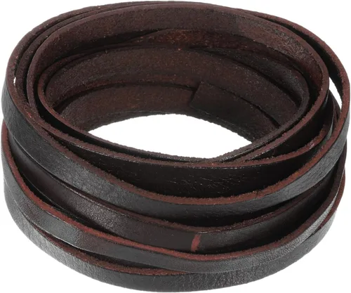 Miniatura 26 de uxcell Cordón de cuero plano de 5.5 yardas, 0.079 in, tiras de cuero de 0.079 pulgadas de grosor, cuerdas de cordones para manualidades, Negro