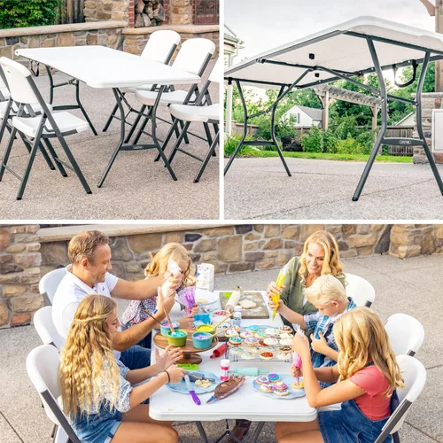 Miniatura 4 de Lifetime Mesa plegable de 6 pies, comercial ligero, granito blanco