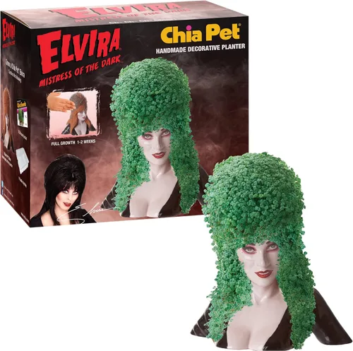 Chia Pet Elvira con paquete de semillas, maceta decorativa de cerámica, fácil de hacer y divertida de cultivar, regalo novedoso, perfecto para