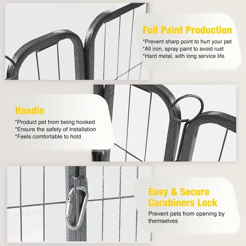 Miniatura 5 de Corralito plegable de metal para perros con puerta de puerta, valla de metal resistente para animales pequeños, perrera para exteriores