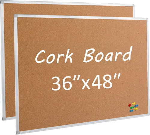 Miniatura 14 de Paquete de 2 tableros de anuncios de corcho de 20 x 30 pulgadas, tablero de corcho con marco de aluminio plateado, tablero de oficina para corcho