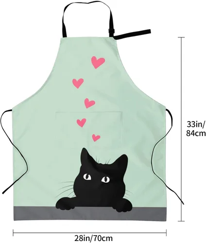 Miniatura 6 de Perinsto Delantal Impermeable para Mascotas Perros Gatos Animales Lindos con Babero para Aseo Cocina Horneado Pintura Jardinería Gato divertido