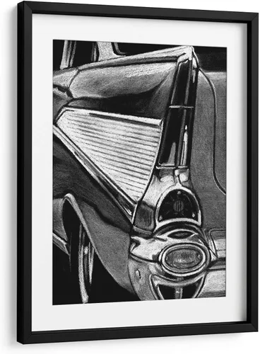 Canvas Lab | Retro Fins II by Ethan Harper | 11 x 15 in | Fine Art Framed Print, Frame Color: Black, With Mat | Transportation, Retro | Wall Decor