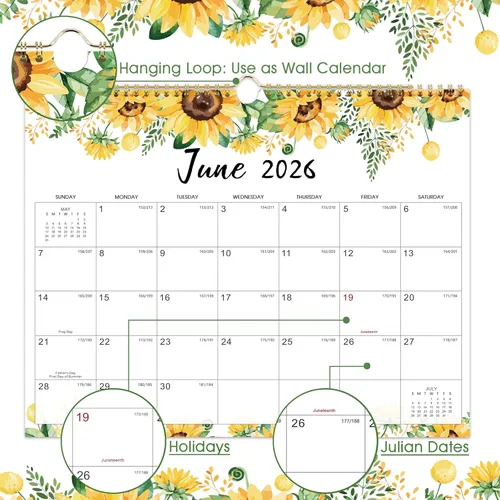 Miniatura 3 de Calendario 2026 – ENE 2026 – DIC 2026, 14.6'' x 11.4'' pulgadas, calendario de pared 2026, encuadernación de doble alambre, calendario de 12 meses