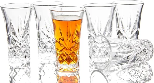 JAIEF Vasos de tequila con base pesada, vasos cordiales de 2 onzas (juego de 6)