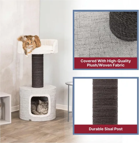 Miniatura 5 de Trixie Fonda Rascador para gatos de 39 pulgadas, rascador para gatos con base de tela suave y cuerda de sisal duradera, para gatos grandes con base