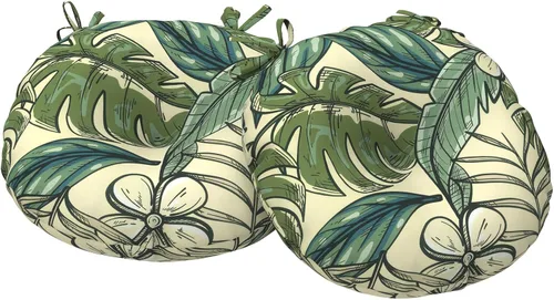 Miniatura 16 de Juego de 2 cojines para sillas de bistró para exteriores, repelentes al agua, fundas redondas para decoración del hogar y el jardín, 15 x 15 x 4