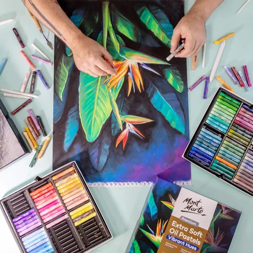 Miniatura 4 de Mont Marte Extra Soft Oil Pastels 72 piezas, colores brillantes surtidos, vibrantes y mantecosos, pasteles de arte versátiles para mezclar, Varios