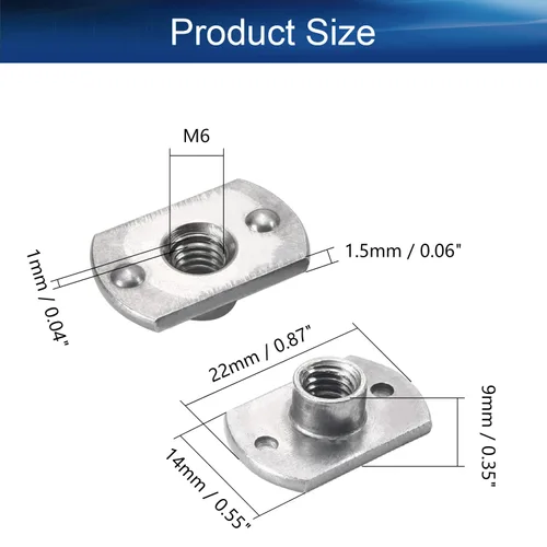 Miniatura 2 de Bettomshin 10 tuercas de soldadura, tuerca de soldadura métrica en forma de T M6 x 0.039 in, base de lengüeta, tornillo de máquina de acero al