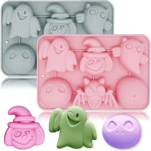 Miniatura 10 de Moldes de silicona de calabaza 3D, paquete de 2 moldes de calabaza de Halloween para velas de aromaterapia, pudín de chocolate, postre de gelatina