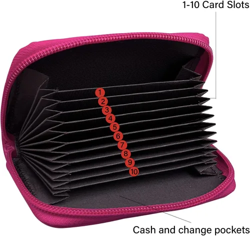 Miniatura 25 de Tarjetero RFID de bolsillo con ventana para ID, piel genuina, S, Negro