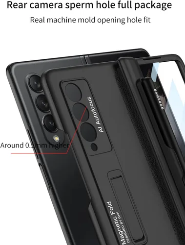 Miniatura 5 de Funda protectora de pantalla para Samsung Galaxy Z Fold 3 de 0.18 oz, protección completa de 360 grados, con protector de pantalla de vidrio Negro