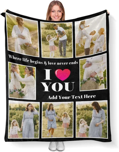 Miniatura 13 de Mantas personalizadas con fotos, mantas de cumpleaños personalizadas, regalos para adultos, niños, niñas, manta de collage de fotos personalizada