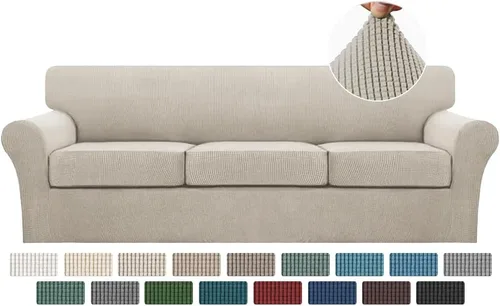 Miniatura 73 de Turquoize 2 fundas para sillas de sala de estar, funda de sofá con fundas de cojín individuales, funda de muebles para sillas (silla, beige biscotti)