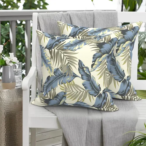 Miniatura 622 de Juego de 2 almohadas para exteriores de 16 x 16 pulgadas, repelentes al agua con interiores, para muebles de patio, hogar, jardín, geometría bohemia