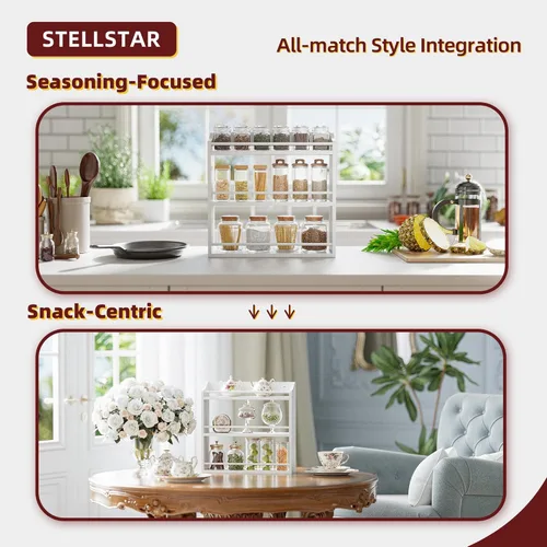 Miniatura 6 de STELLSTAR Estante de especias montado en la pared, organizador independiente de especias para encimera, soporte de almacenamiento de especias