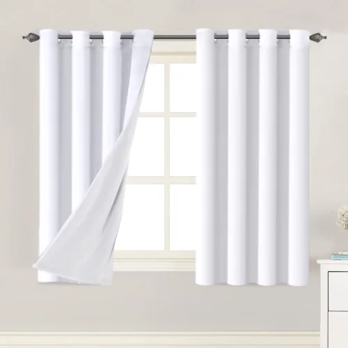 Miniatura 34 de H.VERSAILTEX Paneles de cortina 100% opacas de 45 pulgadas de largo, con aislamiento térmico, cortinas opacas con forro para dormitorio, dos capas